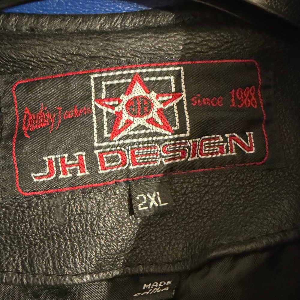 Vintage NASCAR Racing Leather Jacket JH Design 2XL Blue/Black Embroidered - Picture 9 of 10